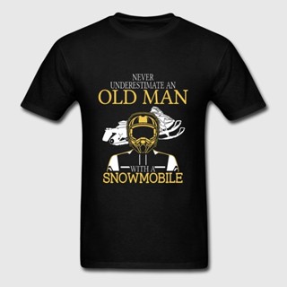 เสื้อยืด พิมพ์ลาย Snowmobile An Old Man With A Snowmobile สําหรับผู้ชาย