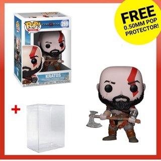 Funko Pop! ฟิกเกอร์เกม God of War - Kratos with Axe 269 พร้อมตัวป้องกัน สําหรับสะสม