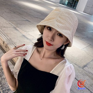 Zeeva Fashion พร้อมส่งจากไทย หมวกบัคเก็ต ลายผ้าย่น ดีไซญี่ปุ่นออกแบบ หมวกแฟชั่น  Bucket Hats