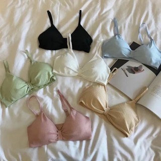 พร้อ​มส่ง​​​​💖👙เสื้อในใส่สบาย   เสื้อใน ดันทรง แบบสวม  ชุดชั้นใน ผ้าร่อง ฟองน้ำในตัว เสื้อชั้นใน ไร้โครง สีพาสเทล