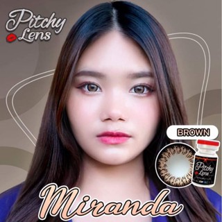 คอนแทคเลนส์ รุ่น Miranda ยี่ห้อ Pitchylens ตาโตตัดขอบ สีน้ำตาล มีค่าสายตา