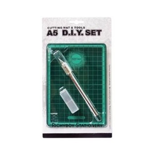 MORN SUN ชุดมีดคัตเตอร์ + แผ่นรองตัด A5 Cutting Mat &amp; Tools No.17103