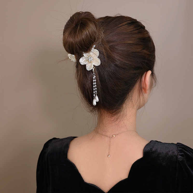 【Magpie】กิ๊บติดผม ประดับไข่มุก พลอยเทียม รูปคามิเลีย เครื่องประดับผม สไตล์เรโทร สําหรับผู้หญิง