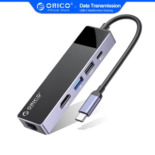 Orico 5 in 1 อะแดปเตอร์ฮับ USB C MacBook พร้อม PD 60W HDMI 4K@30Hz USB-A3.0 USB-A2 .0 RJ45 สําหรับแล็ปท็อป Dell Surface HP Lenovo