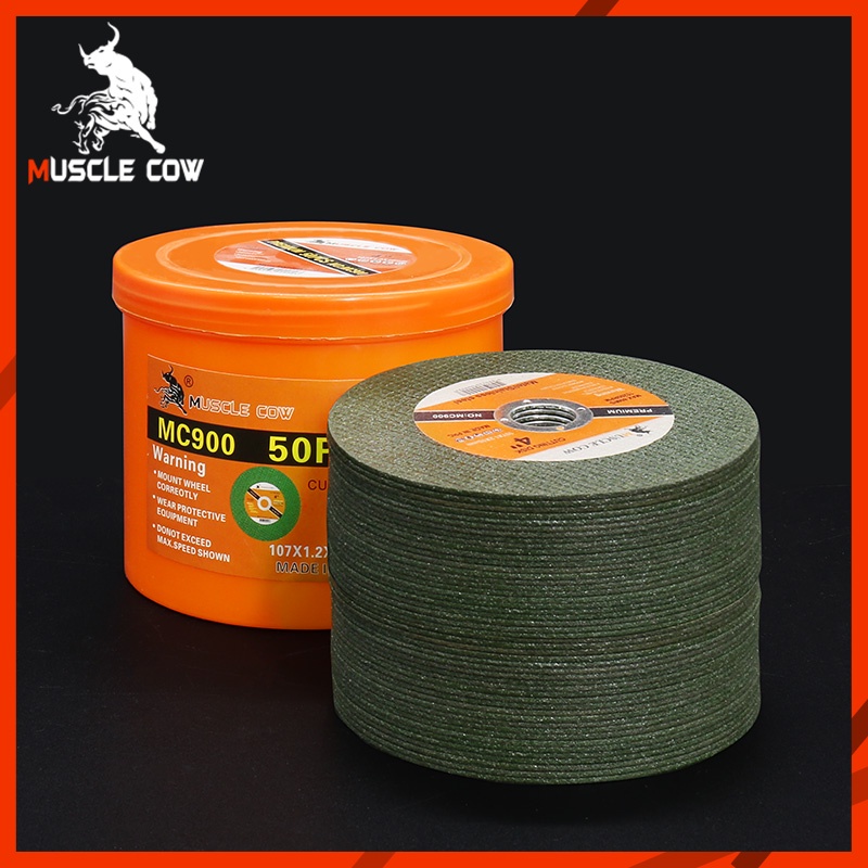 Muscle Cow ใบตัดเหล็กบาง 4นิ้ว หนา 1.2 mm. 50 ใบ/กล่อง แผ่นตัด แข็งแรง ทนทาน ตัดไว ตัดเร็ว ตัดเนี้ยบ ตัดเหล็ก ตัดสแตนเลส