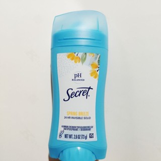 Secret pH balance spring Breeze solid deodorant ซีเคร็ต โรลออน ผลิตภัณฑ์ระงับกลิ่นกาย สติ๊กระงับกลิ่นตัว ตัวหอม