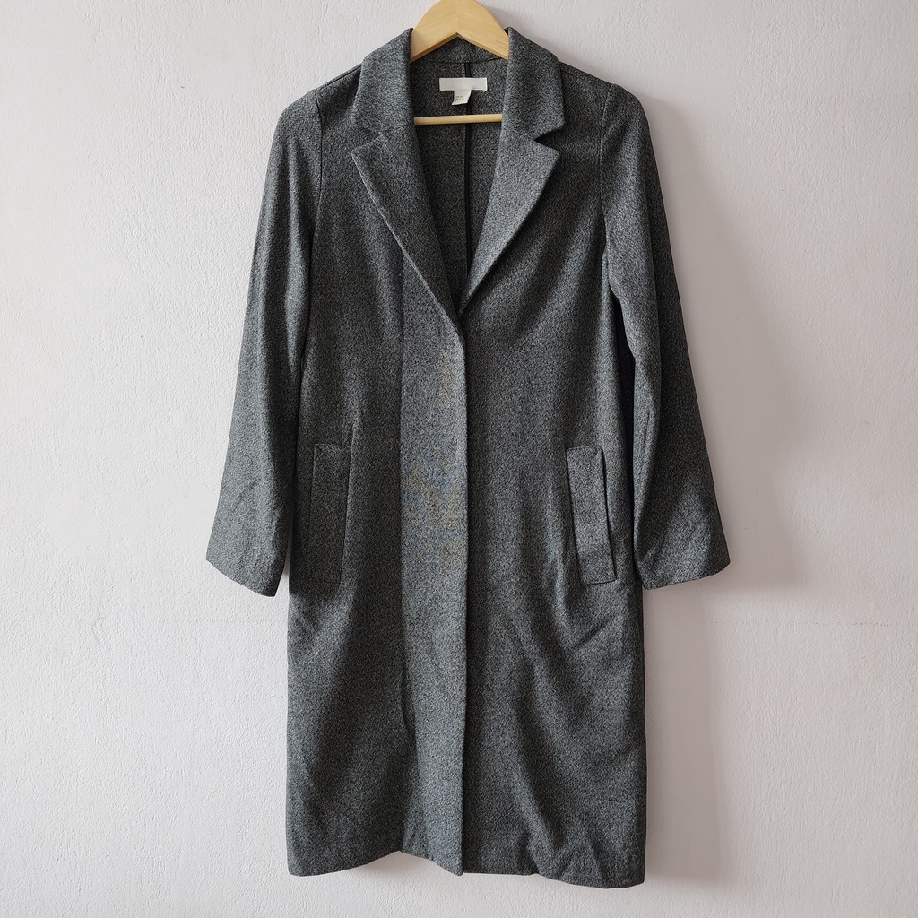 เสื้อโค้ทยาว มือสอง (Coat / Overcoat) สีดำ-เทา ผ้านุ่มกันหนาว