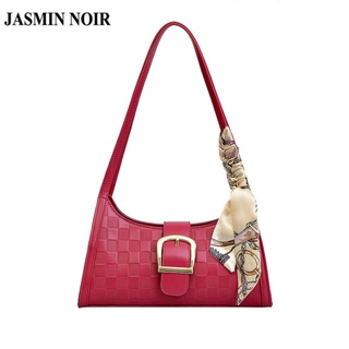 Jasmin NOIR ลายสก๊อต ผ้าห่ม ผู้หญิง กระเป๋าสะพายไหล่ ผ้าพันคอ กระเป๋าสะพายข้าง กระเป๋าถือ ครึ่งดวงจันทร์