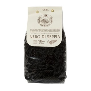 Morelli Fusilli Black Squid Ink มอเรลลี่ พาสต้าเส้นฟูซิลลี่หมึกดำ - 500g