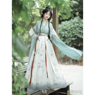 สไตล์ดั้งเดิมของ Hanfu หญิงผู้ใหญ่ Wei Jin เครื่องแต่งกายโบราณเพรียวบางทุกวัน นางฟ้าสุดสง่างาม แขนเสื้อกว้างที่สง่างาม น