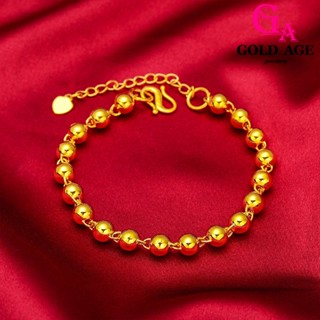 Ga พร้อมส่ง เครื่องประดับแฟชั่น สร้อยข้อมือลูกปัด 24K Bangkok Emas 916 Bangkok Gilt Smooth Patterned Buddha Beads