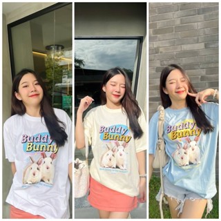 เสื้อยืดโอเวอร์ไซส์ กระต่ายคู่ คอกลม 💖🐇🐰