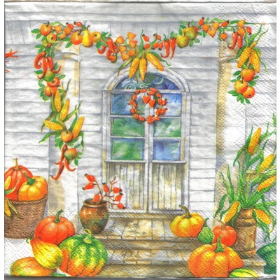 Pladao Napkin ภาพ เทศกาล วันเก็บเกี่ยว Harvest Day ฟักทอง กระดาษ แนพกิ้น สำหรับงานศิลปะ เดคูพาจ decoupage ขนาด L 33x33