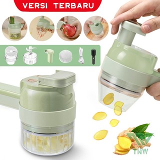 [ Newest Version ] TNW KB4 Food Chopper Protable Mixer Blender Quatre Kapsule 4 In 1 Alat Pemotong Sayuran Handheld Electric Vegetable Cutter Set with Brush