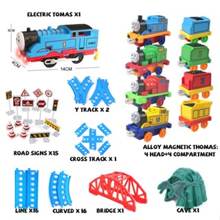 thomas and friends รถไฟโทมัส ของเล่นรถไฟโทมัส และเพื่อน แบบแม่เหล็กอัลลอย พร้อมรางรถไฟ สําหรับเด็ก 61 ชิ้น