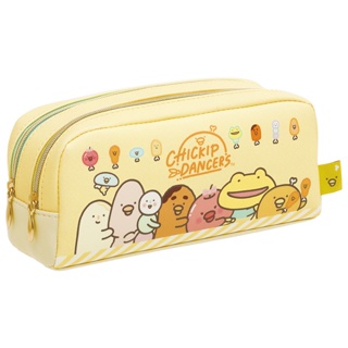 กระเป๋า Chickip Dancers 2 Zip Pen Case จาก San-X Japan สีเหลือง แบบยาว ใส่เครื่องเขียนได้ ขนาด 8 x 20 x 6 ซม.