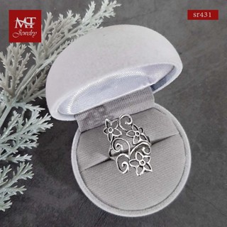 MT แหวนเงินแท้ รูปดอกไม้ งานรมดำ ไซส์: 55 Solid 925 Sterling Silver Flower Ring (sr431) MT Jewelry มณีธารา