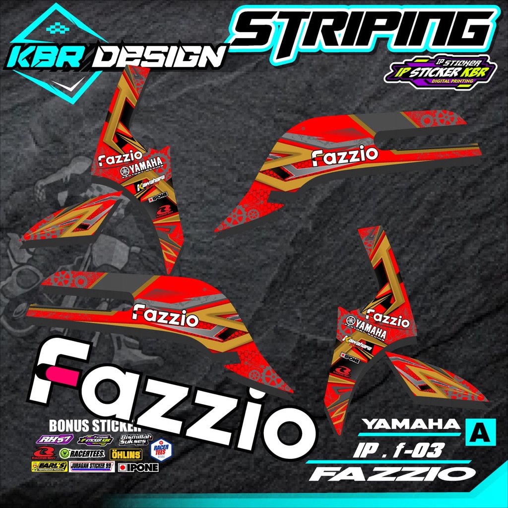 Fazzio Striping สติกเกอร์ Semi Full Trim Striping สติกเกอร์ YAMAHA FAZZZIO IP.F.03 รถจักรยานยนต์ Var