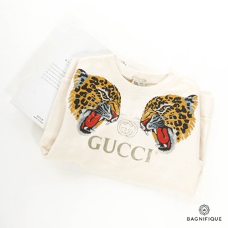 NEW GUCCI SWEATER 2 TIGERS 10 BEIGE YELLOW