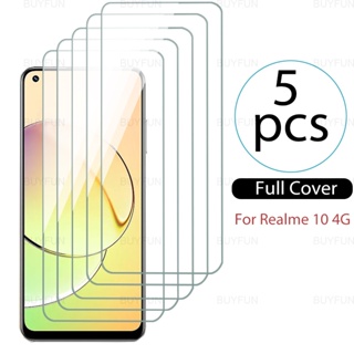 ฟิล์มกระจกนิรภัยกันรอยหน้าจอ แบบเต็มจอ สําหรับ Oppo Realme 10 4G 6.4 นิ้ว Realme Realmy 10 Pro 10Pro 5G 5 ชิ้น