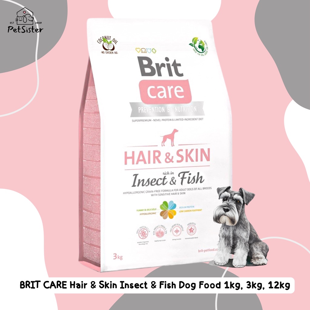 🐶 Brit Care Hair & Skin Insect & Fish Dog Food 1kg, 3kg, 12kg อาหารสุนัขเกรด Super Premium x Petsister
