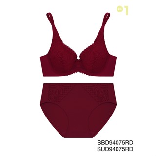 Sabina เซตชุดชั้นใน มีโครง รุ่น Perfect Bra รหัส SBD94075RD+SUD94075RD  สีแดงเข้ม