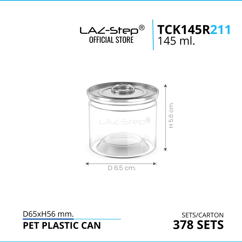 LAZ-Step กระป๋องพลาสติก PET CANS ขนาด 145 ml TCK145R211 ลังละ 378 ชุด
