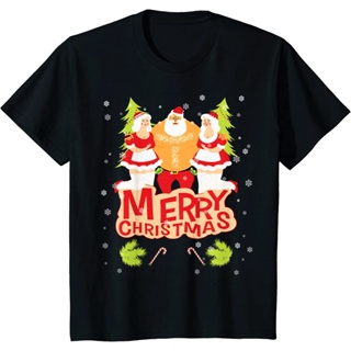 เสื้อยืด พิมพ์ลาย Merry Xmas Strong Santa Two ตลก สําหรับครอบครัว คริสต์มาสเสื้อคู่รัก