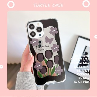 [พร้อมส่ง] เคสโทรศัพท์มือถือแบบกระจก ลายดอกไม้ สไตล์ญี่ปุ่น เกาหลีใต้ สําหรับ iPhone 14 13 12 11 PROMAX XS XR XSMAX SE2020 6 7 8PLUS MINI