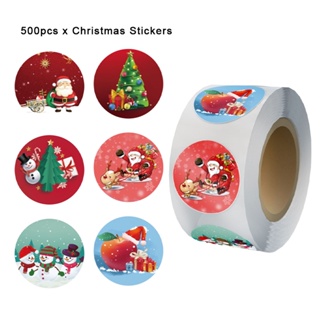 500pcs Sealing Round Cartoon Multifunctional Self Adhesive Gift Bags Snowman Elk For Envelopes Christmas Sticker
