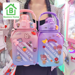 BestoreHome : ขวดน้ำ กระบอกน้ำพลาสติกแบบพกพา ใช้งานสะดวก สีพาลเทล  น่ารัก ขนาด 1500 ml  🎉🎉แถมสติ๊กเกอร์ฟรี🎉🎉