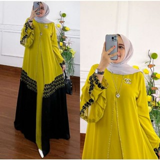 -Kasela Arabian Dress Maxy Gamis Muslim Maxi Women Lebaran Matt Moslem Babydoll Apk Lace Premium