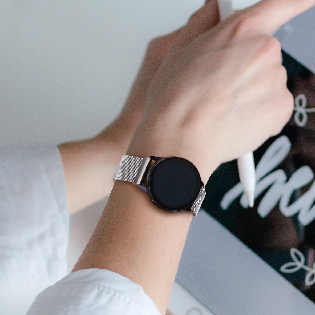 Milanese สายนาฬิกาข้อมือสเตนเลส แม่เหล็ก 16 18 20 22 มม. ปลดเร็ว สําหรับ Samsung Galaxy watch 5 4 Active 2 Huawei gt 2 3 pro