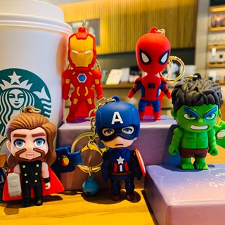 H การ์ตูนอะนิเมะ Avengers พวงกุญแจรถจี้ตุ๊กตาสไปเดอร์แมนพวงกุญแจเครื่องประดับขนาดเล็กขายส่ง