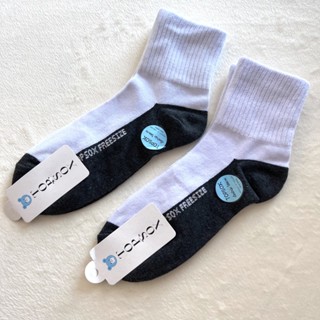 🔸ถุงเท้านักเรียนข้อสั้น🔸สีขาวพื้นเทาดำ ยี่ห้อTopSox ขนาดFreeSize นุ่มใส่สบายเท้า ไม่ผิดระเบียบ