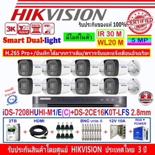 Hikvision 5MP รุ่น DS-2CE16H0T-ITFS 2.8(8) หรือ DS-2CE16K0T-LFS 3.6//2.8(8)+DVR IDS-7208HUHI-M1/E(C)(1)+2H2JBP/AC