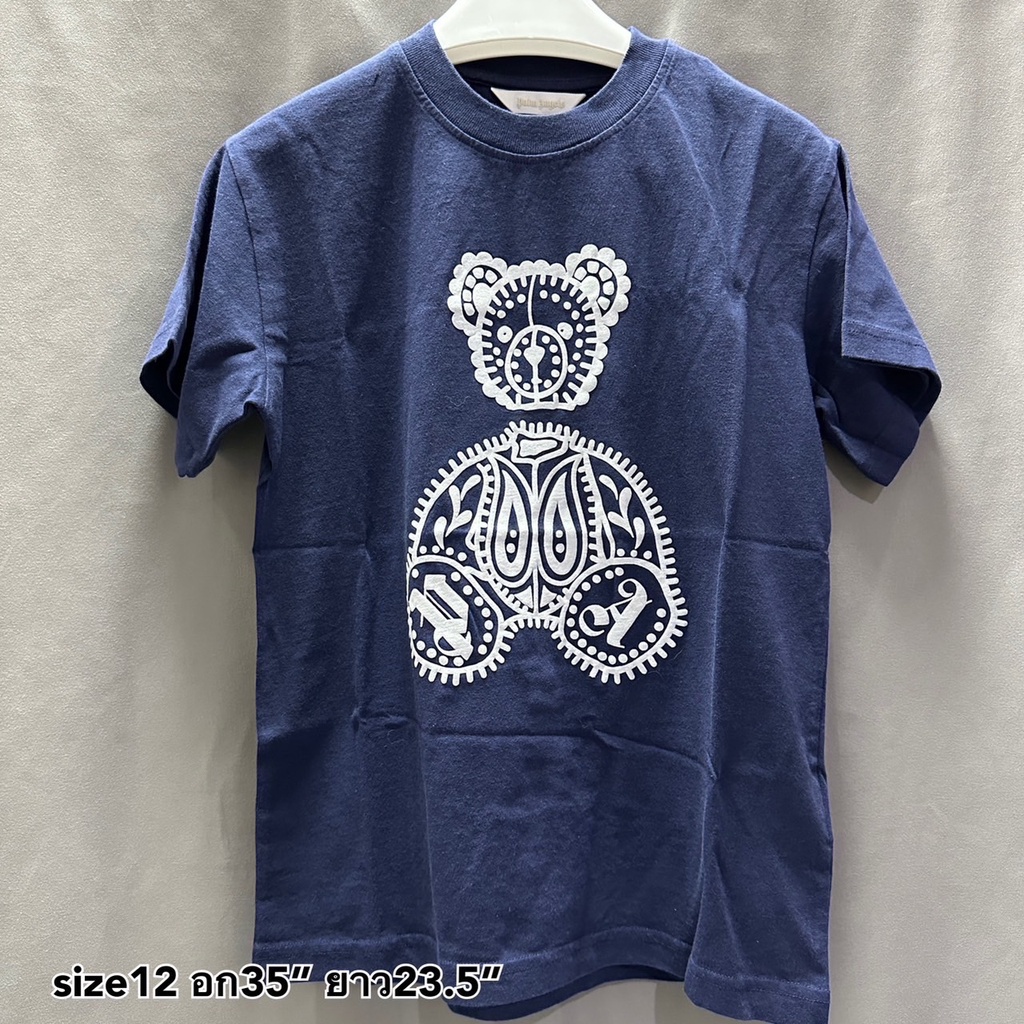 Palm Angels navy t-shirt เสื้อ เสื้อยืด ลายใหม่ สีกรม ปาล์มแองเจิล ปาล์ม แองเจิล หมี น่ารัก ของแท้ หมี แบรนด์เนม แขนสั้น