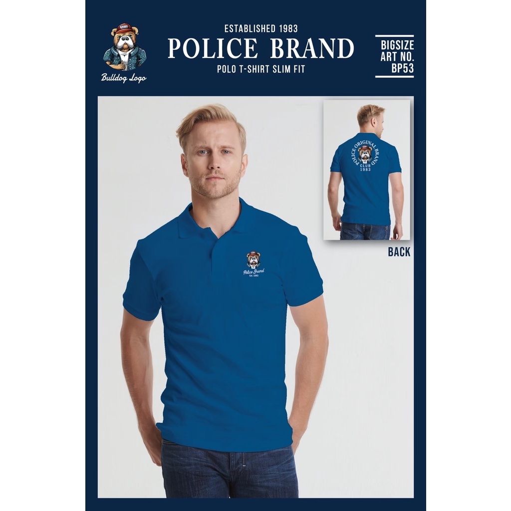 Police bigsize เสื้อยืด Polo ทรง Slim fit พอดีตัว ผุ้ชาย/ผู้หญิง (BP53)