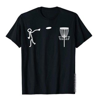 เสื้อยืด ผ้าฝ้าย พิมพ์ลาย Stickman Disc Golf Player สําหรับผู้ชาย