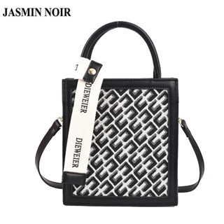 Jasmin NOIR กระเป๋าถือ กระเป๋าสะพายไหล่ ทรงบักเก็ต พิมพ์ลาย ประดับพู่ สําหรับผู้หญิง