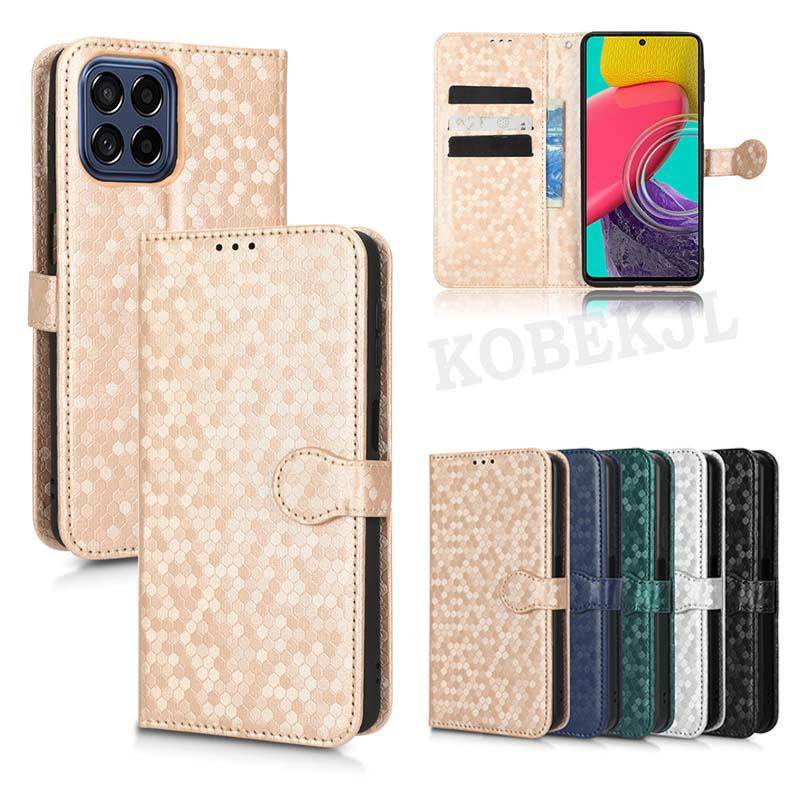 Samsung Galaxy M33 5G Case Flip Polka Dot PU Leather Wallet Card Slot Phone Cover Samsung M33 Samsun