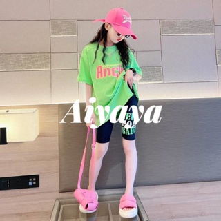 Aiyaya ชุดเซตเด็ก เสื้อผ้าแฟชั่นเด็กผู้หญิง เสื้อเด็กผุ้หญิง+เลกกิ้ง ชุดเซต 2 ชิ้น（464）