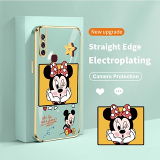 เคสโทรศัพท์มือถือ ซิลิโคน TPU นิ่ม กรอบสี่เหลี่ยม ป้องกันเลนส์ ลาย Kiss Mickey สําหรับ vivo V15 S1