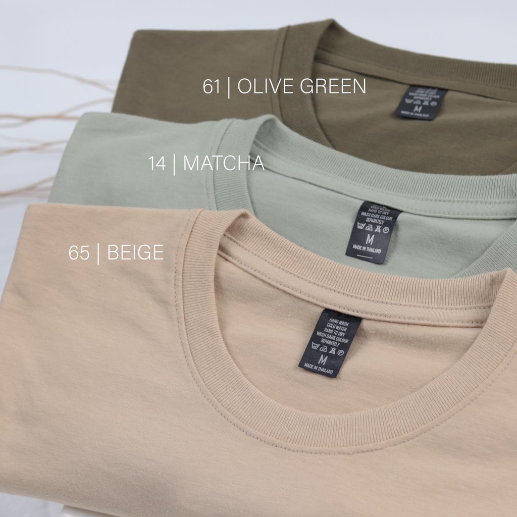 เสื้อยืดแขนสั้นไม่ต้องรีด 3 โทนสี เบจ โอลีฟ มัจฉะ