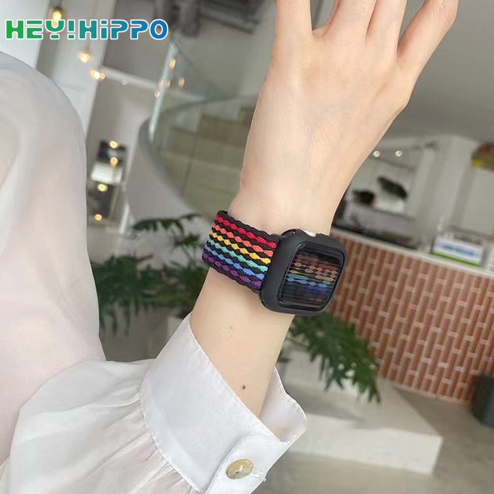 ใหม่ สายนาฬิกาข้อมือไนล่อน ปรับได้ สีรุ้ง สําหรับ Smart Watch Series 8 7 6 SE 5 4 iwatch 45 44 42 41 40 38 มม.