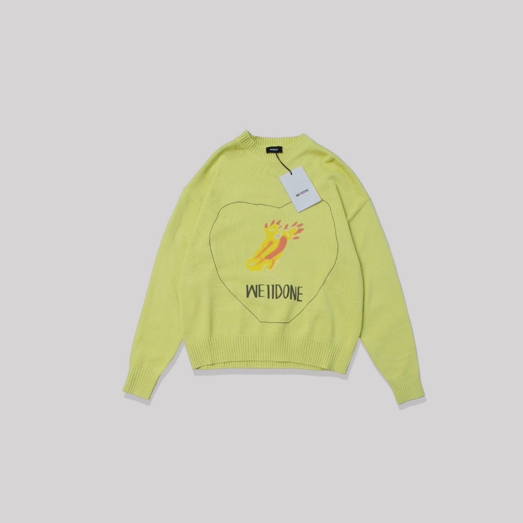 We11done เสื้อไหมพรมพิมพ์ลาย Lime