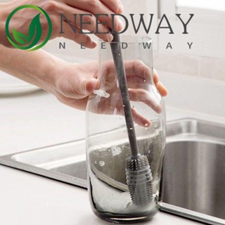 Needway แปรงขัดขวดนม ซิลิโคน ด้ามจับยาว หมุนได้ 360 องศา