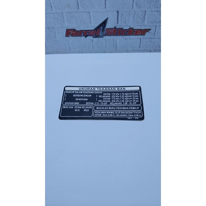 สติ๊กเกอร์คําเตือน สติ๊กเกอร์ OLD TIRE PRESSURE SIZE
