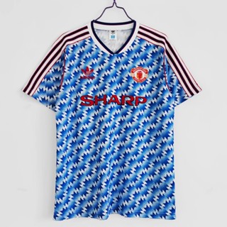 เสื้อกีฬาแขนสั้น ลายทีมชาติฟุตบอล Manchester United 1990 92 ชุดเยือน สไตล์วินเทจ ไซซ์ S-XXL