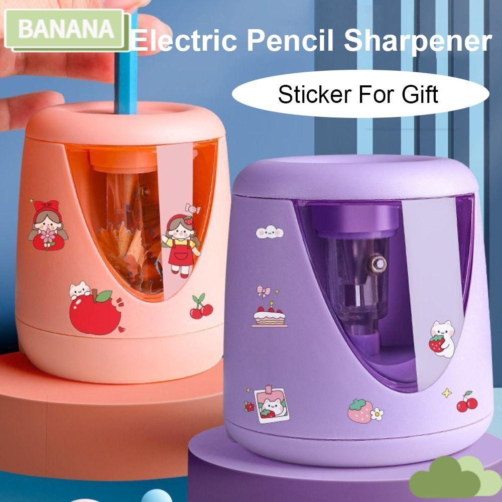 Banana1 กบเหลาดินสอไฟฟ้า ลายการ์ตูน พร้อมสติกเกอร์ สําหรับตกแต่ง